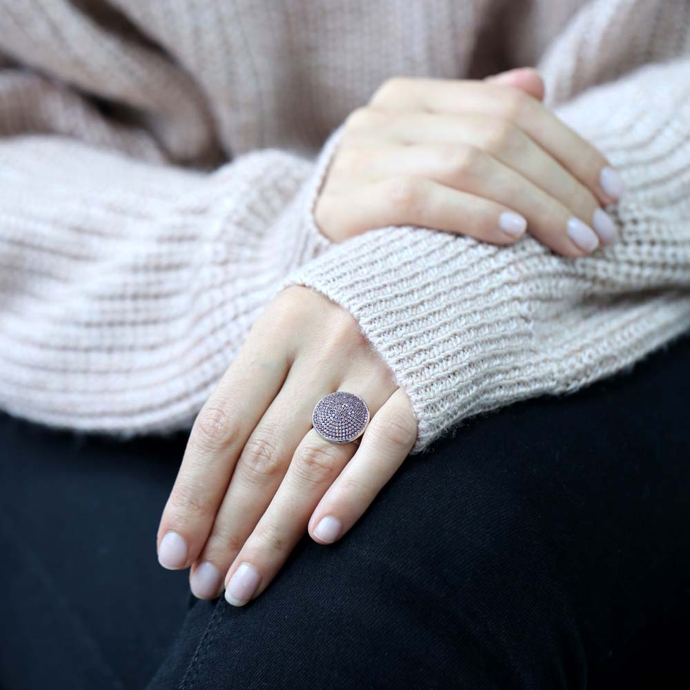 Silver Rounded Cluster Design Ring, Wholesale Handcrafted 925 Sterling Silver Jewelry Ring